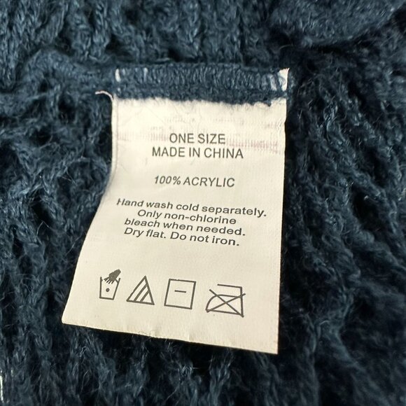 Long Navy Blue Mesh Knit Infinity Scarf One Size Soft Lightweight Acrylic Fabric - Picture 3 of 5